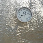 Temperature probe indicates internal temperatures have reached 130 degrees F or 55 degrees C.