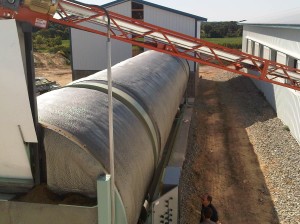 In-Vessel Rotating Drum Composter. The 10' diameter x 60' long BioReactor will compost dairy manure 